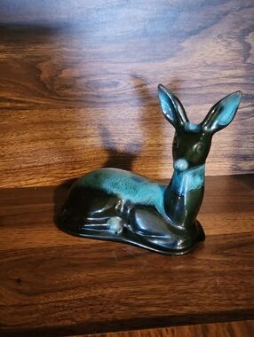 Blue Mountain Pottery Green Deer Figurine